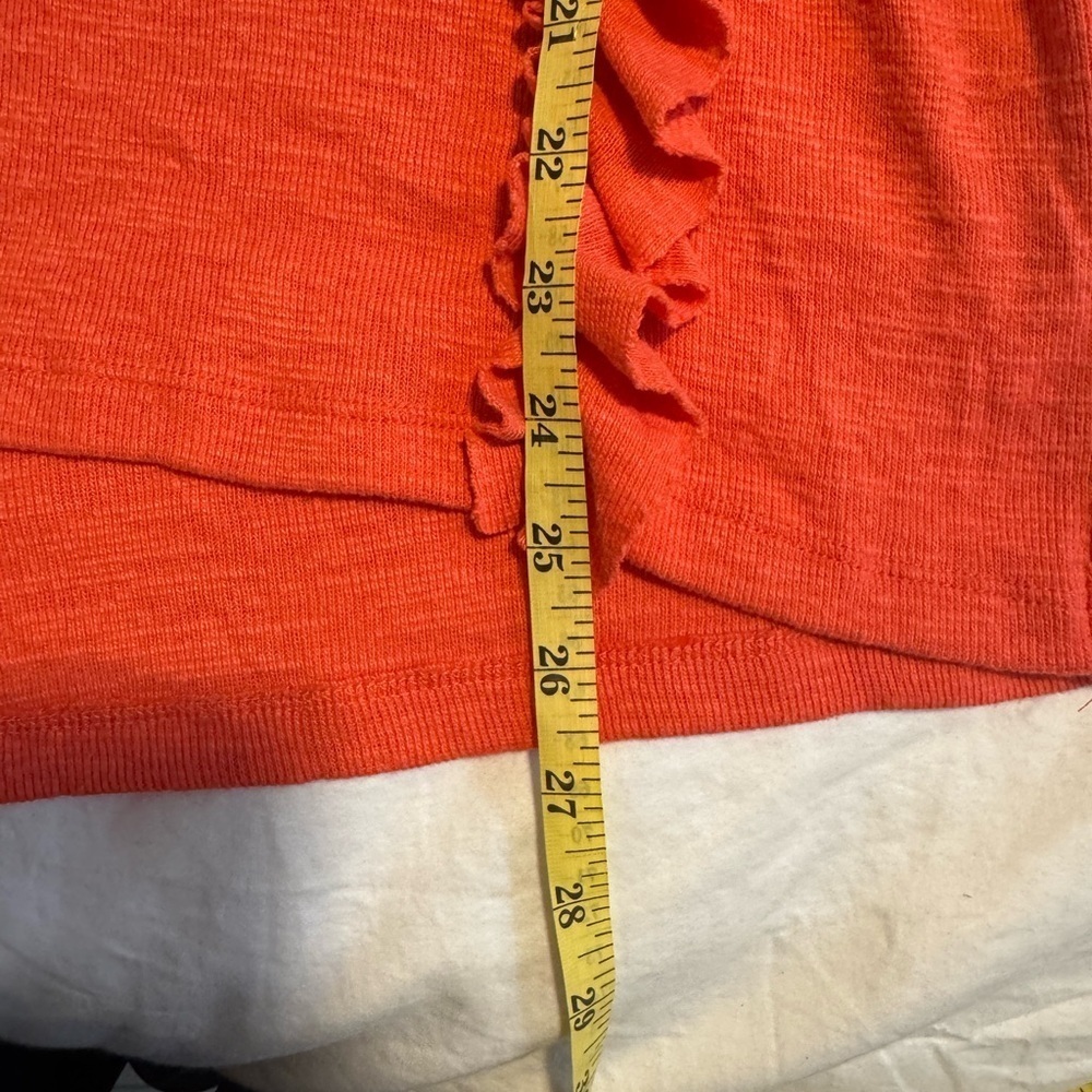 Anthropologie Pilcro Cozy Popover Coral Red Top Size M Ruffle - Picture 12 of 13